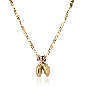 Colar Claudia Arbex biscoito da sorte black diamond ouro vintage