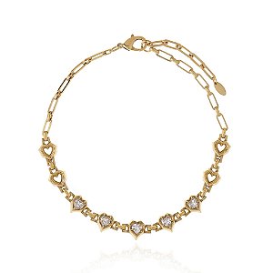 Colar choker Claudia Arbex biscoito da sorte cristais ouro vintage