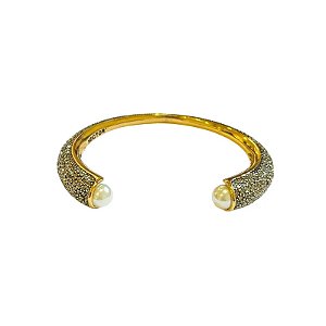 Bracelete Hector Albertazzi cristais e pérola ouro vintage