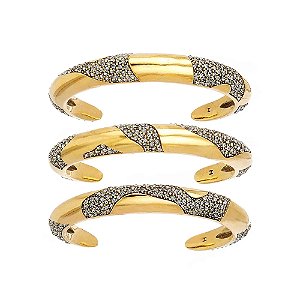 Kit 3 Pulseiras Hector Albertazzi bangle animal print ouro vintage