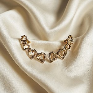 Brinco ear cuff Claudia Arbex biscoito da sorte cristais ouro vintage