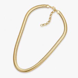 Colar Corrente Snake Grossa Ovalada Banhada a Ouro 8 mm