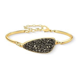 Pulseira orgânica pedra natural pirita ouro semijoia