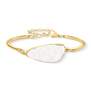 Pulseira orgânica pedra natural selenita ouro semijoia