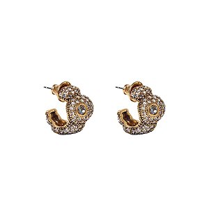 Brinco argolinha Morena Canela ovais strass black diamond ouro semijoia