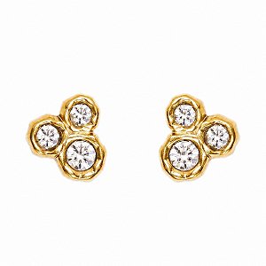 Brinco Morena Canela cristais swarovski ouro vintage semijoia