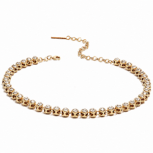 Colar Morena Canela riviera cristais swarovski ouro vintage semijoia