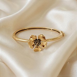 Bracelete Morena Canela hibisco p polido ouro semijoia