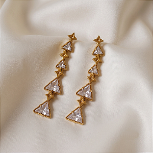 Brinco Palone Design estrelas cristais ouro vintage