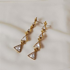 Brinco Palone Design estrelas cristais ouro vintage