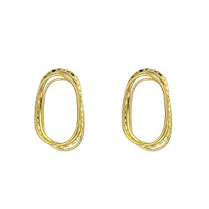 Maxi brinco Palone Design aros ovais triplos ouro vintage