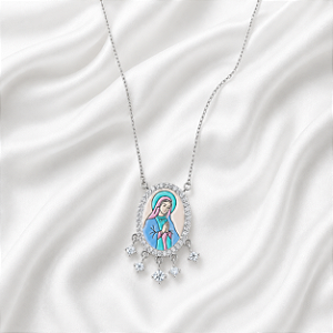 Colar Moissanite Nossa Senhora Esmaltado
