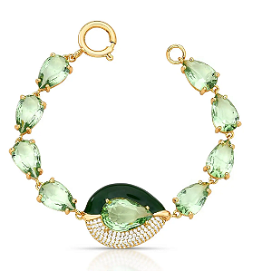 Pulseira de Gota em Cristais e Zircônias Ouro com Fecho Boia