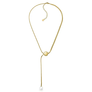 Colar Gravatinha com Pérola Shell Ouro