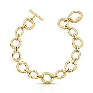 Pulseira Dourada de Elos com Madrepérola