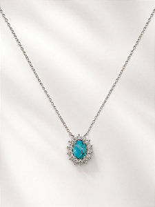 Colar Moissanite Oval Turquesa