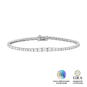 Pulseira Moissanite Riviera Degradê Prata 925 Elaine Palma