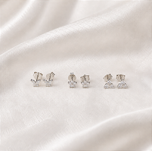 Trio de Piercing em Moissanite Prata 925