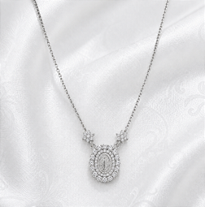 Colar Moissanite Nossa Senhora das Graças em Prata 925