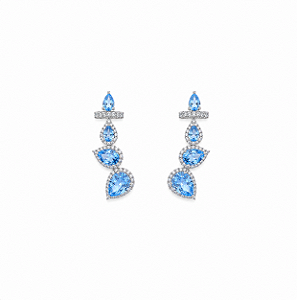 Brinco Ear Cuff Azul com Cristais e Zircônias Elaine Palma