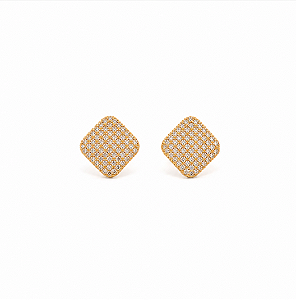 Brinco Losango com Zircônias Dourado Semijoia