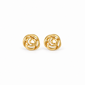 Brinco Flor Rosa Vazado Ouro Fosco Semijoia.