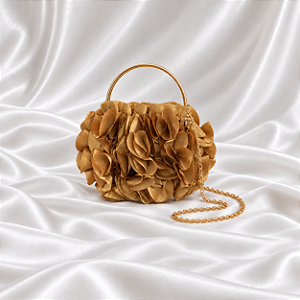 Bolsa Clutch com Pétalas Bronze para Festa