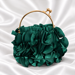 Bolsa Clutch com Pétalas Verde para Festa