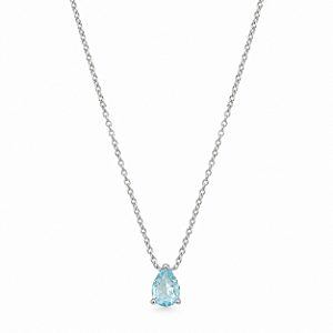 Colar Gota com Zircônia Azul em Ródio Semijoia