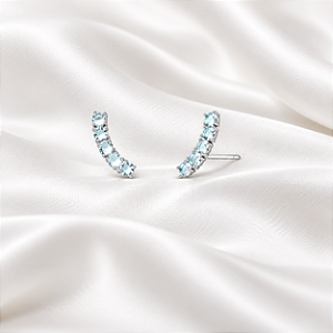Brinco Ear Cuff com Cristais Azul em Ródio Semijoia