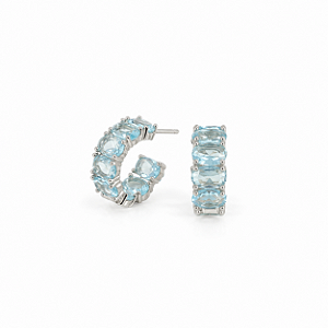 Brinco de Argola com Cristais Azul-Claro em Ródio Semijoia