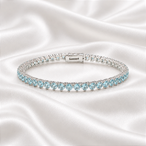 Pulseira Riviera com Cristais Azul em Ródio Semijoia