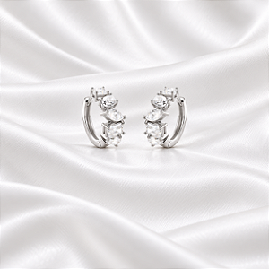 Brinco Argola de Moissanite em Prata 925 Semijoia