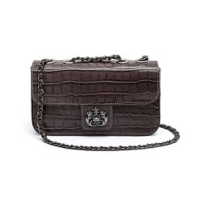 Bolsa Isla Anne Pequena Couro Croco Café