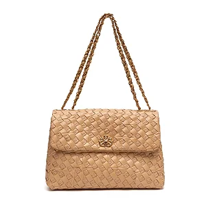 BOLSA TRESSÊ HELLEN MEDIA RÁFIA MACADÂMIA