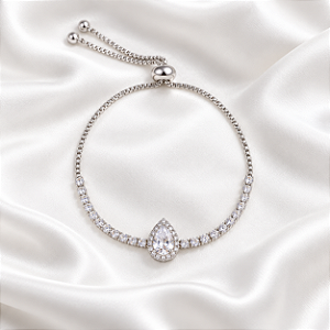 Pulseira Riviera Gravatinha Gota Ródio Semijoia