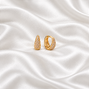 Brinco Argolinha com Zircônias Ouro Semijoia 26K01016