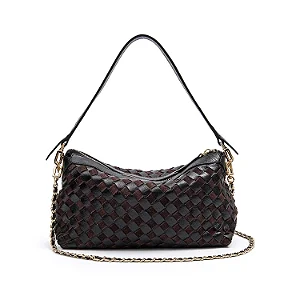 Bolsa Isla Ísis Woven Shoulder Couro Tressê Pequene Preta