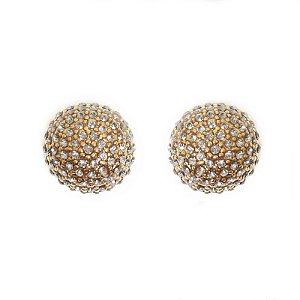 Brinco Morena Canela Meia Bola Cravejado G Strass Black Ouro
