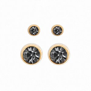 Kit Dois brincos Morena Canela Ponto de Luz m Cristal Black Diamond Ouro semijoia