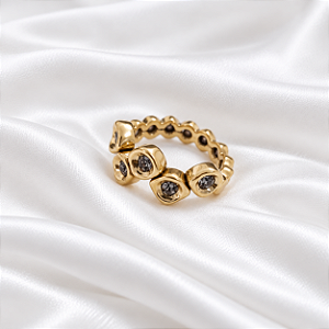 Anel Morena Canela Black Diamond Ouro Vintage Semijoia