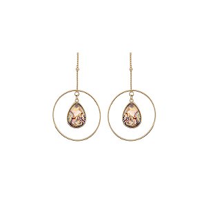 Brinco argola pedra natural abalone ouro semijoia