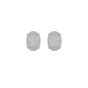 Brinco oval cristal ródio semijoia