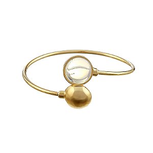 Bracelete ajustável pedra natural opalina ouro semijoia