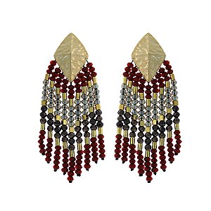 Brinco Mariana Amaral cristal multicor dourado