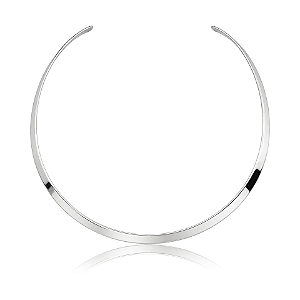 Colar aro choker liso ródio semijoia