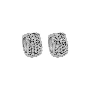 Brinco argolinha M metalizada ródio prata semijoia  16K02011