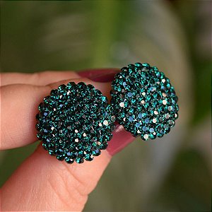 Brinco botão g Leticia Sarabia cristal verde emerald