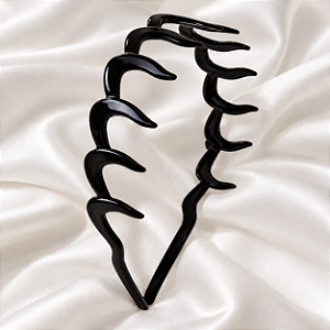 Tiara Francesa de Acetato com Dentes Largos Preta Finestra F2795P