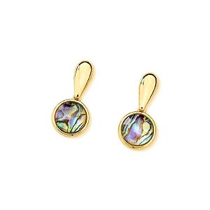Brinco pedra natural abalone ouro semijoia